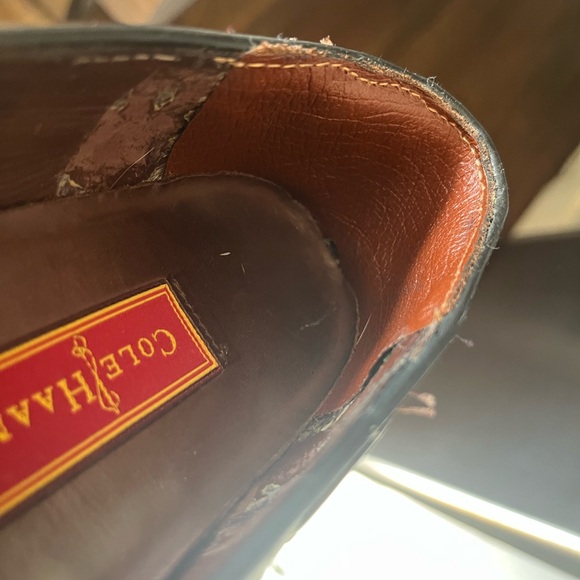 Cole Haan Brown and Black Woven Tassel Loafers - Picture 6 of 8